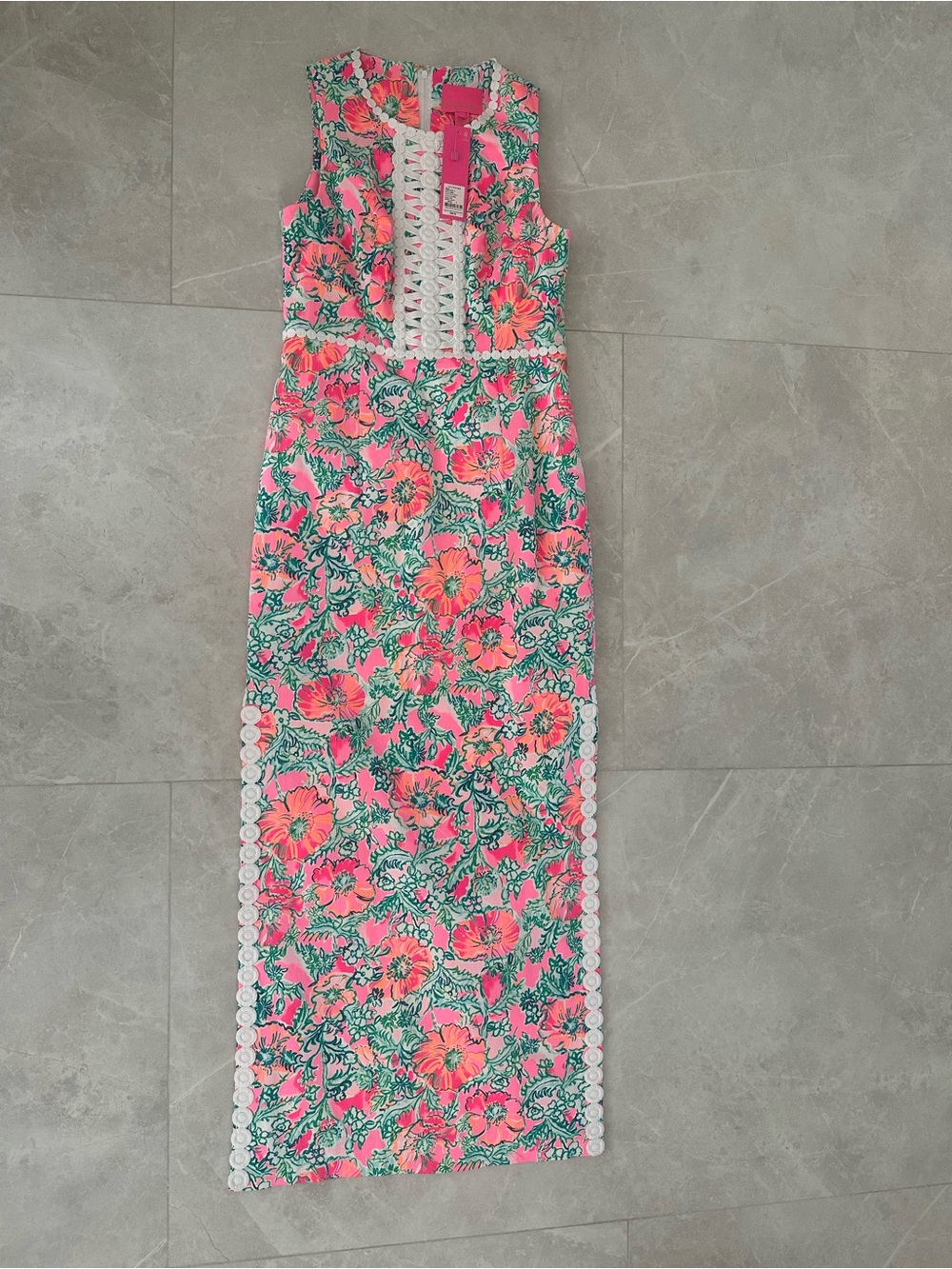 Lilly Pulitzer Soleil Pink Perfect Poppy Lace-Trim Maxi Dress